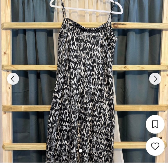 Express abstract, print, silver metallic satin dress call neck so small - Picture 2 of 6